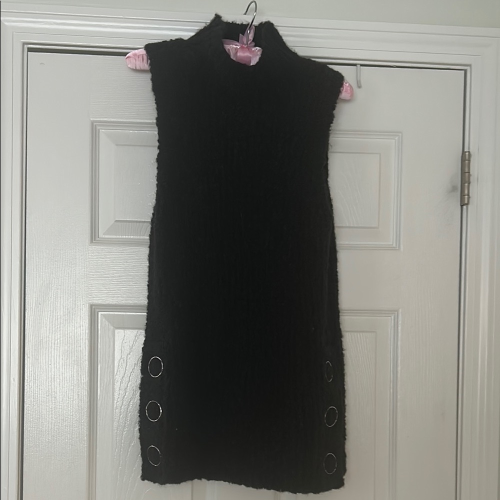Club Monaco Black Sleeveless Turtleneck Sweater Dress